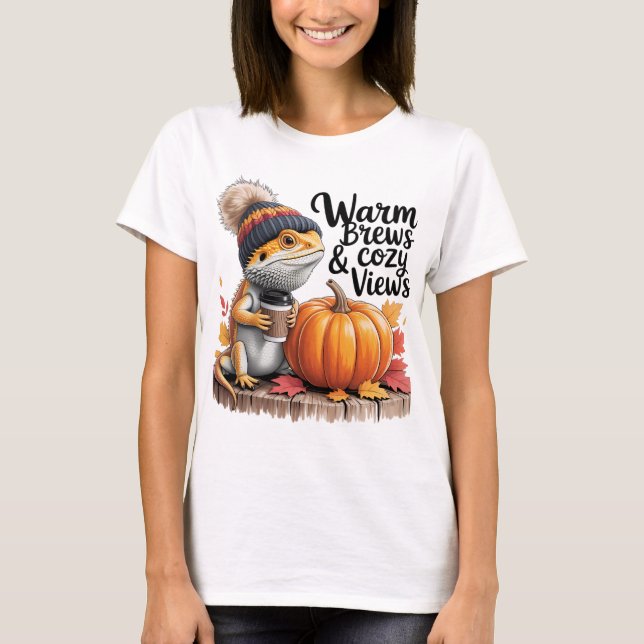 Gemütlicher, bärtiger Drache mit Kaffee T-Shirt (Vorderseite)