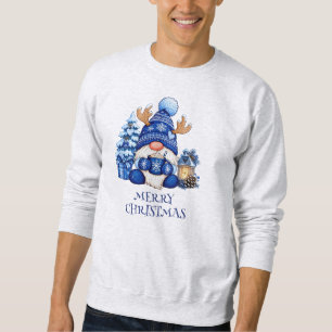 Gemütlicher blauer Weihnachts-Gnom-Heißer Kakao He Sweatshirt
