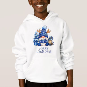 Gemütlicher blauer Weihnachts-Gnom-Hoodie für Kind Hoodie