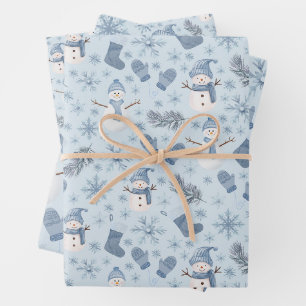 Gemütlicher Blue Winter auf Eisblau Geschenkpapier Set