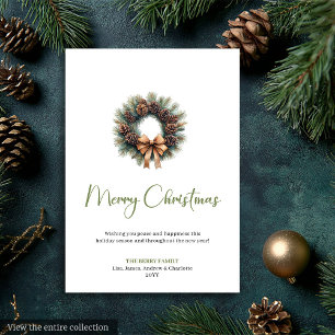 Gemütlicher Boho-Erdkiefer-Kranz Weihnachtsgruß Feiertagskarte