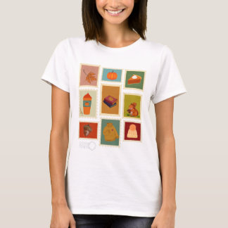 Gemütlicher Briefmarke Herbst Fall ästhetischer T T-Shirt