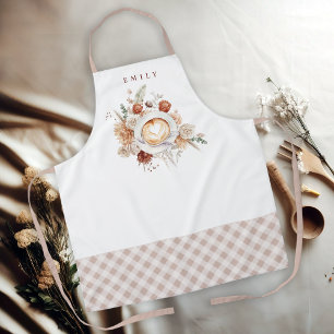 Gemütlicher Cafe Latte Blumen mit Namen Schürze