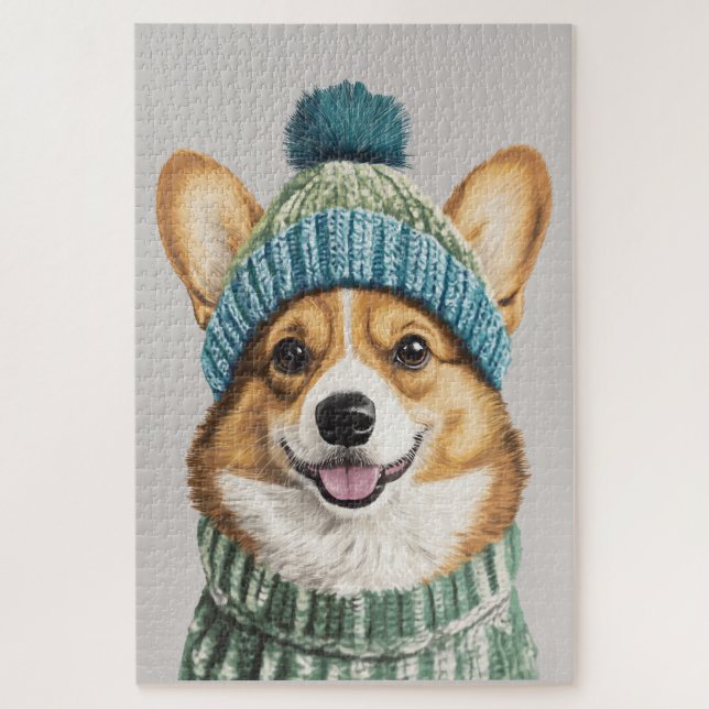 Gemütlicher Corgi im Wintergear (Vertikal)