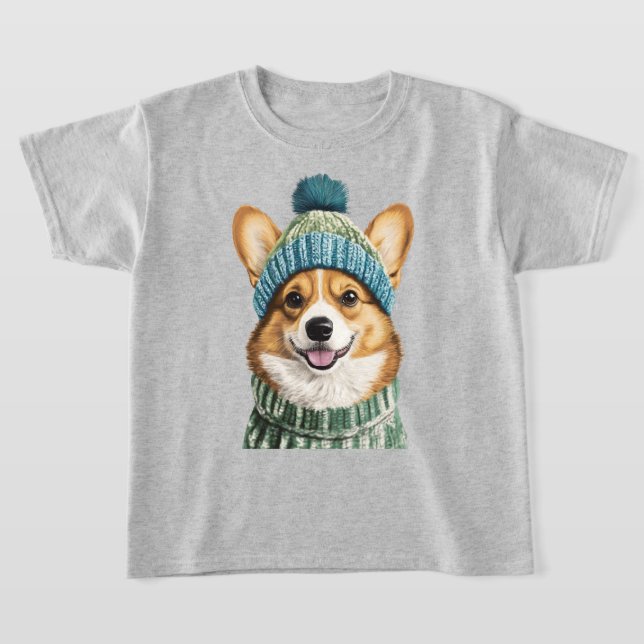 Gemütlicher Corgi im Wintergear T-Shirt (Ablage )