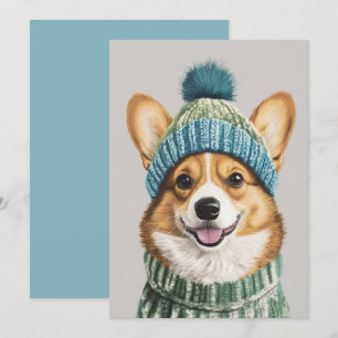 Gemütlicher Corgi in Winterkleidung Einladung