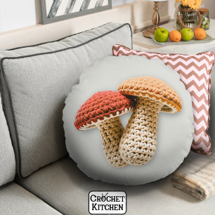 Gemütlicher Cottage core Crochet Pilz-Pilar Garden Rundes Kissen