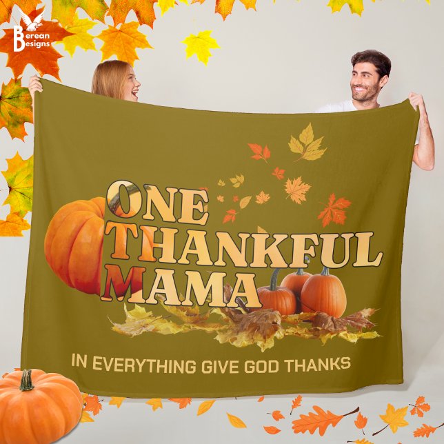 Gemütlicher EINDANKFUL MAMA Christlicher Erntedank Fleecedecke (Cozy ONE THANKFUL MAMA Thanksgiving Fall Blanket with CUSTOMIZABLE Christian quote. Great mom gift.)