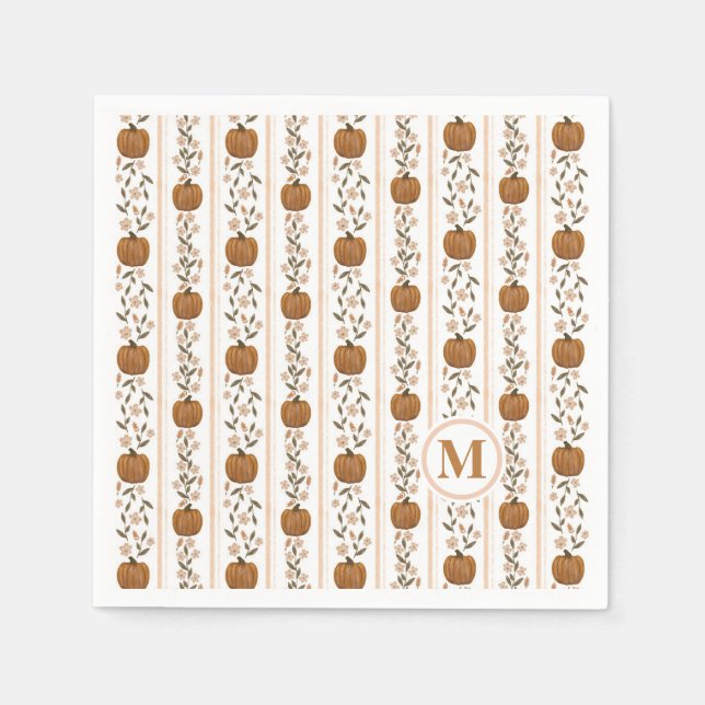 Gemütlicher Erntedank Pumpkin Floral Serviette (Vorderseite)