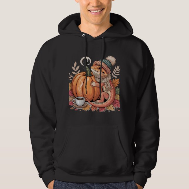 Gemütlicher Fall Bartagame mit Kaffeekunst Hoodie (Vorderseite)