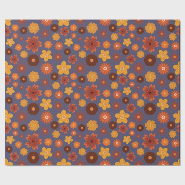 Gemütlicher Fall Blume Nahtloser Erntedank Geschenkpapier (Saum)