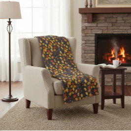 Gemütlicher Fall Fleece Blankon mit Herbstleaven