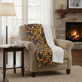 Gemütlicher Fall Sherpa Blankon mit Herbstleaven Sherpadecke
