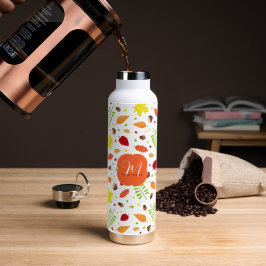 Gemütlicher farbiger Herbstlaub individuelle Name Trinkflasche