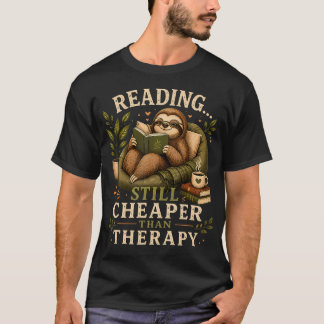 Gemütlicher Faultier-Lesetherapie Lustiger Buchlie T-Shirt