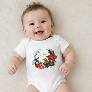 Gemütlicher Festlicher Illustrativer Weihnachtsmau Baby Strampler