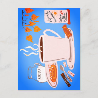 Gemütlicher finnischer nordischer Kaffeegenuss Postkarte