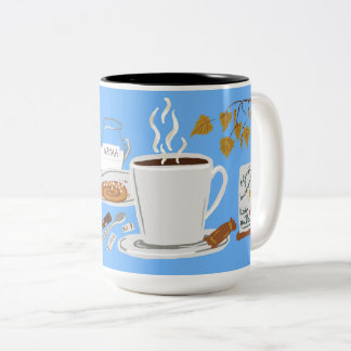 Gemütlicher finnischer nordischer Kaffeegenuss Zweifarbige Tasse