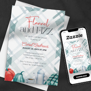 Gemütlicher Flanell- & Fizz-Junggesellinnenabschie Einladung
