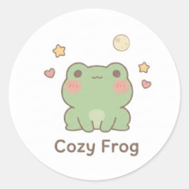 Gemütlicher Frosch-Aufkleber | Süßer Kawaii-Pastel Runder Aufkleber