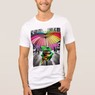 "Gemütlicher Frosch unter einem Schirm Tri-Blend Shirt