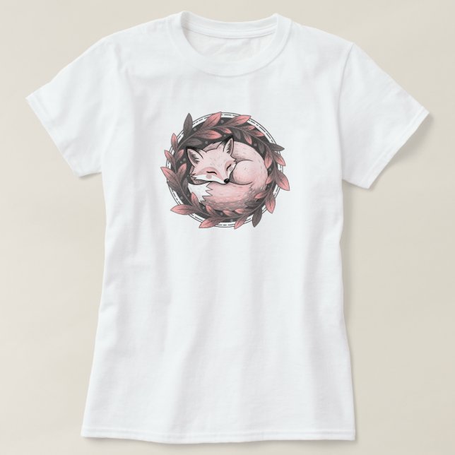 Gemütlicher Fuchs im Herbst | NUR WEISS T-Shirt (Design vorne)