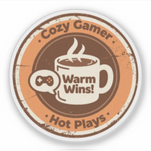 Gemütlicher Gamer Warm Gewinnt Heiße Spiele Kaffee Aufkleber