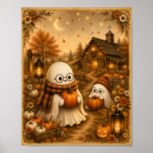 Gemütlicher Geist-Kürbis-Patch-Kunstprint Poster