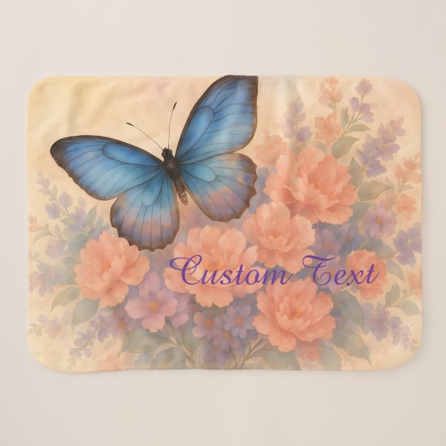 Gemütlicher, gemütlicher Schmetterling und Blume Sherpadecke (Vorderseite (Horizontal))