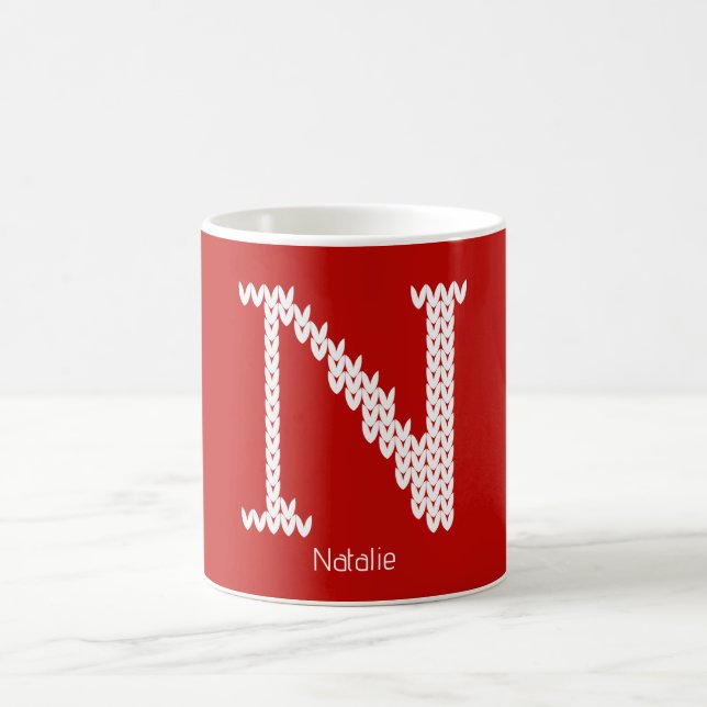 Gemütlicher gestrickter Buchstabe N Kaffeetasse (Mittel)