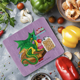 Gemütlicher grüner Pasteten-Koch-Drachen-Küchen-Bä Schneidebrett