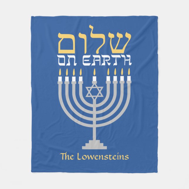 Gemütlicher Hanukkah Shalom Weltfrieden Fleecedecke (Vorderseite)