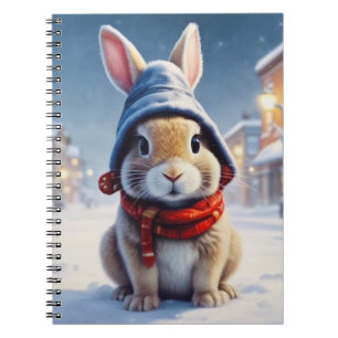 Gemütlicher Hase im Schnee-Notizbuch Notizblock