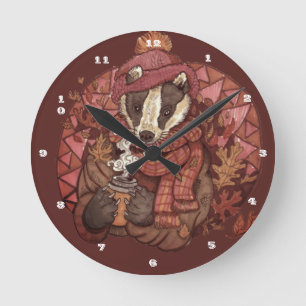 Gemütlicher Herbst-Badlein Runde Wanduhr