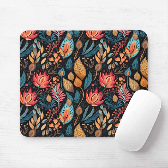 Gemütlicher Herbst florale Print Digital Folklorek Mousepad (Mit Mouse)