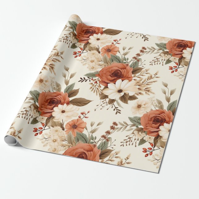 Gemütlicher Herbst florale Prinzessin Digitale Kun Geschenkpapier (Ungerollt)