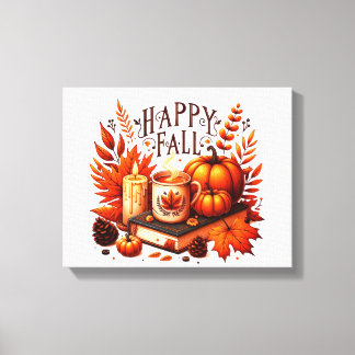 Gemütlicher Herbst-Kaffeebecher mit orangem Schal, Leinwanddruck