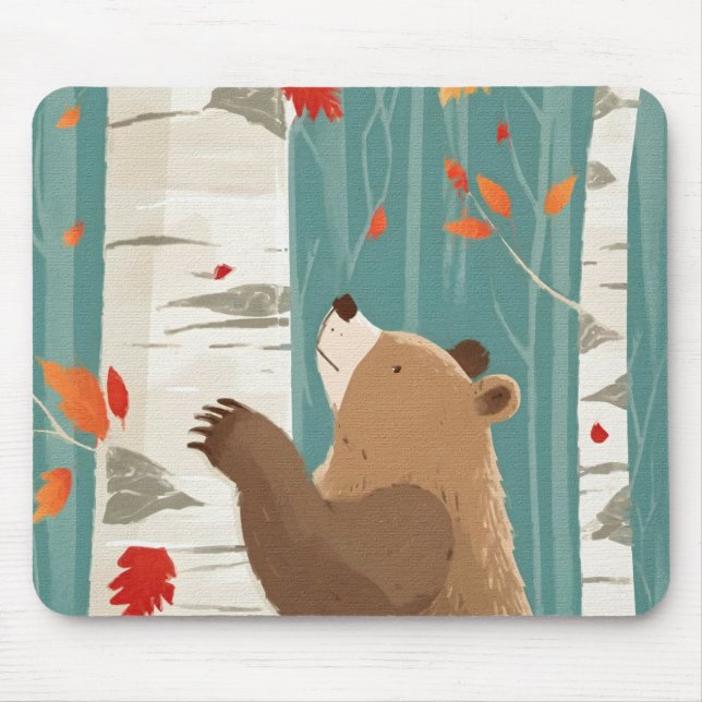 Gemütlicher Herbst-Waldbär Mousepad (Vorne)