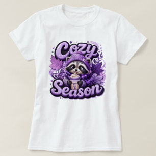 Gemütlicher Herbst-Waschbär-Shirt, Süße Kürbisgewü T-Shirt