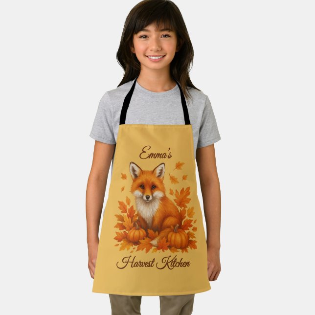 Gemütlicher Herbstfox - Küche und Namensschild Schürze (Insitu)