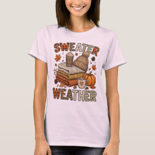 Gemütlicher Herbstpullover und Kürbis-Kaffee T-Shirt