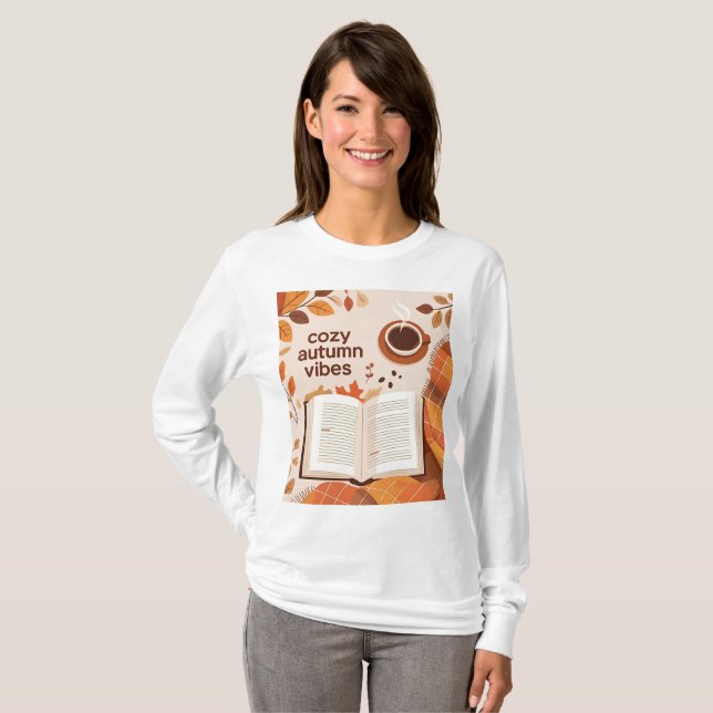 Gemütlicher Herbststrahlkissen - Minimalistischer  T-Shirt (Vorne ganz)