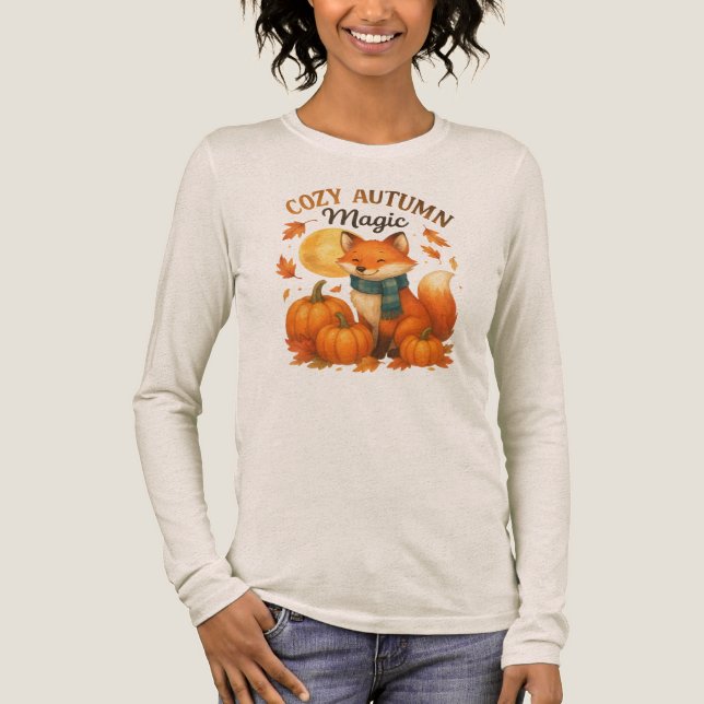 Gemütlicher Herbstzauber - Niedlicher Herbstfox Tri-Blend Shirt (Vorderseite)