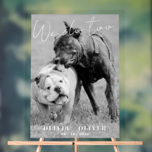 Gemütlicher, individueller Hund Foto Hochzeitsempf Acrylschild