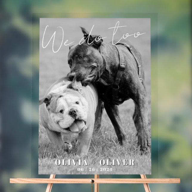 Gemütlicher, individueller Hund Foto Hochzeitsempf Acrylschild (Neutral)