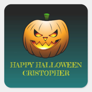 Gemütlicher Jack o'lantern Halloween Pumpkin Quadratischer Aufkleber