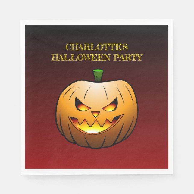 Gemütlicher Jack o'lantern Halloween Pumpkin Serviette (Vorderseite)