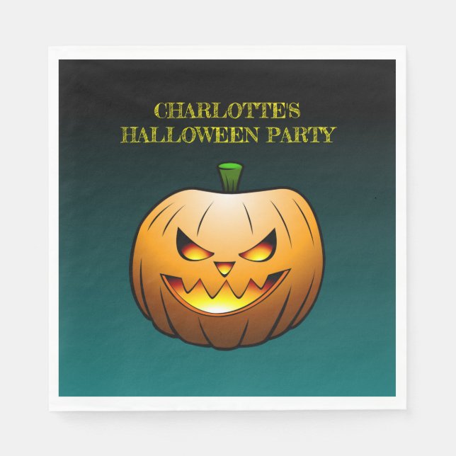 Gemütlicher Jack o'lantern Halloween Pumpkin Serviette (Vorderseite)