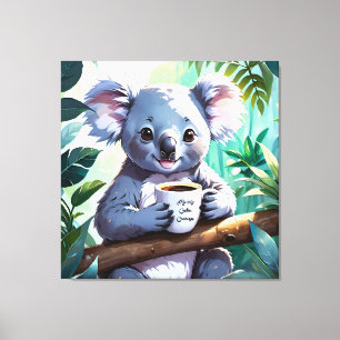 Gemütlicher Jungle Koala-Kaffee Leinwanddruck