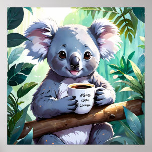 Gemütlicher Jungle Koala-Kaffee Poster